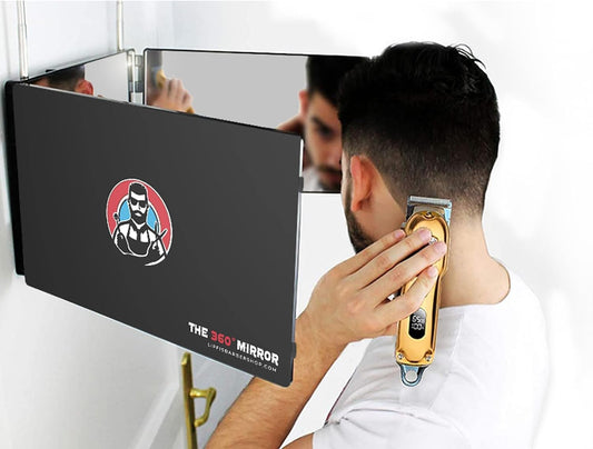 The 360 Mirror - 3 Way Mirror for Self Hair Cutting - Adjustable Trifold Barber Mirror to Cut Your Own Hair - Tri Fold Self Haircut System for Men and Women Braiding - Three Sided Mirror for Haircuts